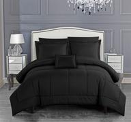 🏠 chic home jordyn 8 comforter set: elegant pieced design in black, complete bedding- sheets & pillow shams included, king size logo