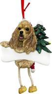 hand painted cocker spaniel ornament with customizable dangling legs - perfect for personalized christmas decor логотип