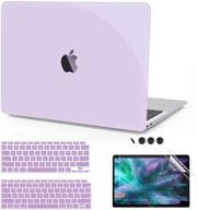 💜 b belk macbook air 13 inch case 2021 2020 2019 2018 release a2337 m1 a2179 a1932 | clear plastic laptop hard shell case + keyboard cover + screen protector - transparent purple logo