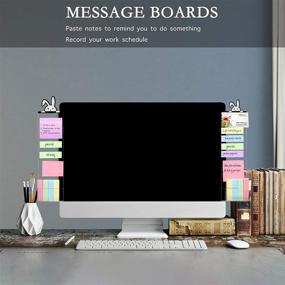 img 3 attached to 📝 MEGREZ Transparent Acrylic Monitor Memo Board - Stick Notes & Messages, Set of 2 Panels (Left & Right) with Rabbit Design