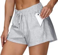 🩳 comfortable women's workout shorts: loose fit drawstring lounge shorts for yoga, gym logo
