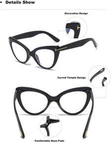 img 3 attached to Set of 4 Women's Oversized Cateye Reading Glasses with Blue Light Protection, Computer Eyewear, Spring Hinges +3.0