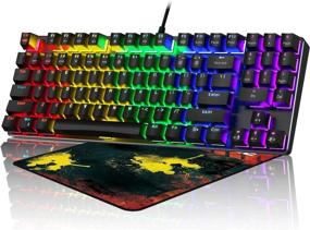 img 4 attached to 💡 [2021 New Version] RGB LED Rainbow Backlit Mechanical Gaming Keyboard - Compact 89 Keys with Multimedia & Number Keys, for PC Gamer Computer Laptop (Black)