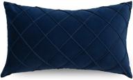 plworld navy blue lumbar pillow cover 12x20 inch, pleated velvet cushion case for couch bedroom - decorative small throw pillow, 1pc логотип