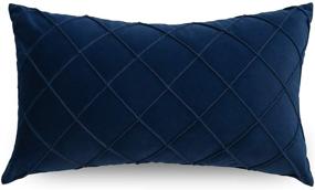 img 4 attached to PLWORLD Navy Blue Lumbar Pillow Cover 12x20 Inch, Pleated Velvet Cushion Case for Couch Bedroom - Decorative Small Throw Pillow, 1PC