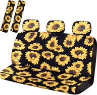 enhance and protect your car with the sunflower car accessories 🌻 set - 7 pieces for rear bench seat, headrests, seat belts, and shoulders logo