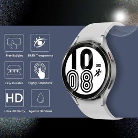 img 3 attached to 📱 Orzero Закаленное стекло защитный экран (3 шт.) для Samsung Galaxy Watch 4 44 мм - высокое разрешение, 2.5D дуги кромок, защита от царапин, без пузырей [пожизненная замена]