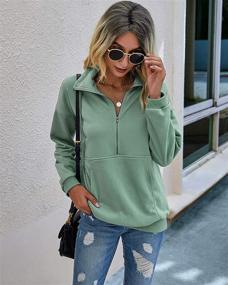 img 1 attached to PRETTYGARDEN Casual Long Sleeve Lapel Zipper Sweatshirt with Drawstring - Loose Pullover Tops for Women