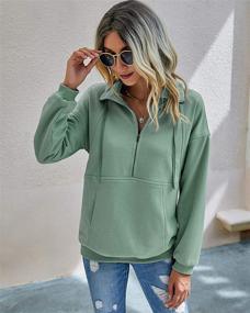 img 2 attached to PRETTYGARDEN Casual Long Sleeve Lapel Zipper Sweatshirt with Drawstring - Loose Pullover Tops for Women