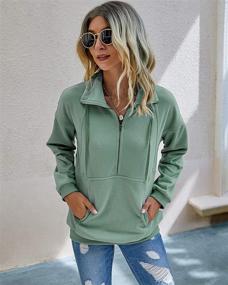 img 3 attached to PRETTYGARDEN Casual Long Sleeve Lapel Zipper Sweatshirt with Drawstring - Loose Pullover Tops for Women