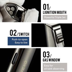 img 2 attached to 🔥 The VEXO-Unique Torch Lighter: Triple 3 Jet Flame Butane Lighter with Gas Window for Refillability, Windproof Design - Perfect Gift Idea (Silver)