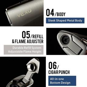 img 1 attached to 🔥 The VEXO-Unique Torch Lighter: Triple 3 Jet Flame Butane Lighter with Gas Window for Refillability, Windproof Design - Perfect Gift Idea (Silver)