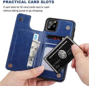 img 1 attached to 📱 OT ONETOP iPhone 11 Pro Max Wallet Case: PU Leather Card Holder with Kickstand – Blue, Double Magnetic Clasp, Shockproof Cover