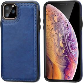 img 2 attached to 📱 OT ONETOP iPhone 11 Pro Max Wallet Case: PU Leather Card Holder with Kickstand – Blue, Double Magnetic Clasp, Shockproof Cover