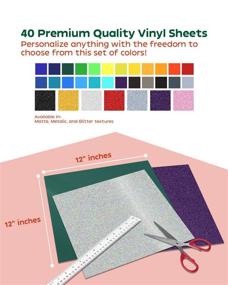 img 2 attached to Khava Vinyl Sheets - 24 Pack Self Adhesive Permanent Vinyl In Assorted July 4Th Colors Glitter Finishes