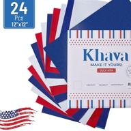 khava vinyl sheets - 24 pack self adhesive permanent vinyl in assorted july 4th colors glitter finishes logo