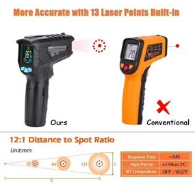 img 1 attached to 🌡️ Infrared Thermometer (Not for Human) for Non-Contact Temperature Measurement: Digital Laser Temperature Gun 57°F ~1022°F (-50°C ~ 550°C) with Battery and Laser Positioning - Ideal for Cooking, Refrigerator, and More!