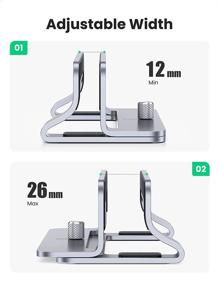 img 2 attached to 📱 UGREEN Vertical Laptop Stand: Adjustable Holder for MacBook Air Pro, Surface Laptop 4, LG Gram 17, Lenovo Yoga 7i - Aluminum Silver