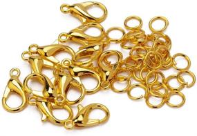 img 3 attached to 🦞 360 pcs Lobster Claw Clasps Kit for Jewelry Making Supplies in Gold - Tiparts Jewelry Lobster Clasps with Open Jump Rings (Clasp: 10x5mm + Ring: 0.5x4mm)