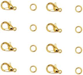 img 1 attached to 🦞 360 pcs Lobster Claw Clasps Kit for Jewelry Making Supplies in Gold - Tiparts Jewelry Lobster Clasps with Open Jump Rings (Clasp: 10x5mm + Ring: 0.5x4mm)