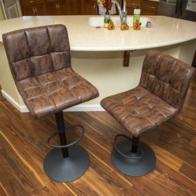 img 3 attached to 🪑 SUPERJARE Set of 2 Adjustable Rustic Swivel Barstools with Backs, Modern Counter Height Chairs for Pub Kitchen, Vintage Brown, Fabric Upholstery