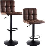 🪑 superjare set of 2 adjustable rustic swivel barstools with backs, modern counter height chairs for pub kitchen, vintage brown, fabric upholstery logo