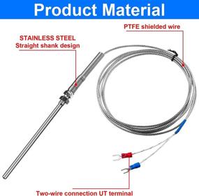 img 3 attached to Weewooday K-Type Thermocouple Temperature Sensors: 2m Shielded Wire, 100mm Stainless Steel Probe, 0-400°C Range