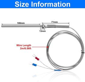 img 1 attached to Weewooday K-Type Thermocouple Temperature Sensors: 2m Shielded Wire, 100mm Stainless Steel Probe, 0-400°C Range