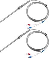 weewooday k-type thermocouple temperature sensors: 2m shielded wire, 100mm stainless steel probe, 0-400°c range logo