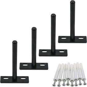 img 1 attached to 🛠️ High-Quality Antrader Set of 4 Floating Shelf Brackets - 4-Inch Deep Concealed Blind Shelf Support for Raw Wood Shelves - Matte Black - Screws & Anchors Included
