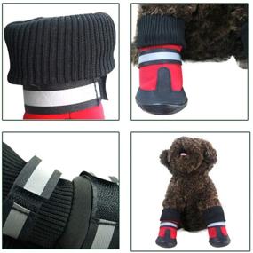 img 2 attached to 🐾 UEETEK Dog Boots - Waterproof Pet Paw Protectors with Anti-slip Soles, Rain Booties for All-Weather Use