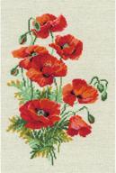 🌺 riolis 808 cross stitch kit - wild poppies on 15 ct. flaxen aida - 11 colors logo