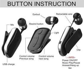 img 3 attached to 🎧 Hands-Free Bluetooth Headset with Microphone | Wireless Earpiece for Cell Phones/iPhone/Samsung/Lg | Noise Cancelling | NILEWEI Bluetooth V4.1 Single Earbud for Office Trucker Driver (Retractable)