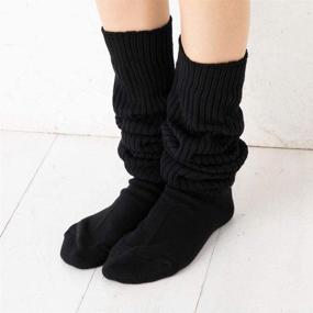 img 2 attached to Stageya Loose Socks Black Leg Warmers for Japanese Student Girls - Bubble Cotton Stockings in Sizes Ranging from 15.7 to 70.9 Inches