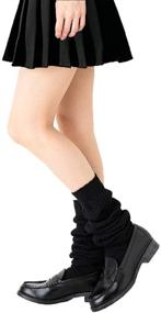 img 4 attached to Stageya Loose Socks Black Leg Warmers for Japanese Student Girls - Bubble Cotton Stockings in Sizes Ranging from 15.7 to 70.9 Inches