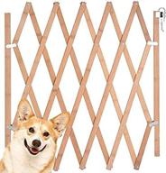 retractable wooden dog gate for doorways and stairs - expandable accordion design, safety protection for small to medium pets - width: 8-43 inches, height: 32 inches logo