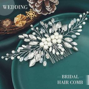 img 2 attached to 💍 Stunning Silver Leaf Bridal Hair Comb with Pearl & Rhinestone Accents for Women and Girls - Yean Bride Hair Accessories