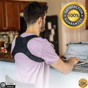 img 3 attached to 💪 Universal Fit Posture Corrector for Men - Adjustable Upper Back Brace for Neck, Back, and Shoulder Pain Relief, Kyphosis Straightener Spine Support - Design Patented - Black