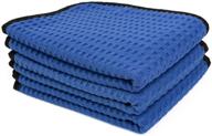 the rag company: premium korean microfiber towels for professional drying & detailing - dry me a river, 70/30 blend, waffle-weave, soft suede edges - 3-pack, royal blue logo