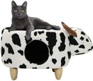 🐄 critter sitters 16" seat height animal ottoman: black/white cow shape – perfect pet house and plush seating solution logo