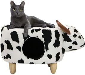 img 4 attached to 🐄 Critter Sitters 16" Seat Height Animal Ottoman: Black/White Cow Shape – Perfect Pet House and Plush Seating Solution