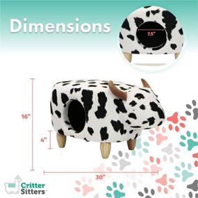 img 3 attached to 🐄 Critter Sitters 16" Seat Height Animal Ottoman: Black/White Cow Shape – Perfect Pet House and Plush Seating Solution