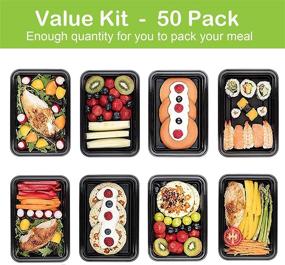 img 1 attached to 🍱 Convenient 50 Pack Meal Prepping Containers with Lids - Washable, Reusable, Microwave/Dishwasher/Freezer Safe (750ML/ 26 OZ)