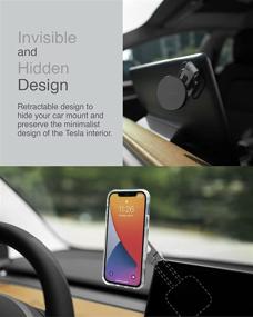 img 3 attached to Невидимое складное автомобильное крепление с дизайном MagSafe для Tesla Model 3/Model Y - гладкая силиконовая поверхность держателя для телефона, совместимый с iPhone MagSafe, прочная металлическая рука.