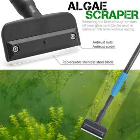 img 3 attached to 🐟 Efficient 2 in 1 Aquarium Cleaning Tool Kit: Telescopic Handle Fish Tank Brush & Algae Scraper for Crystal Clear Glass Tanks