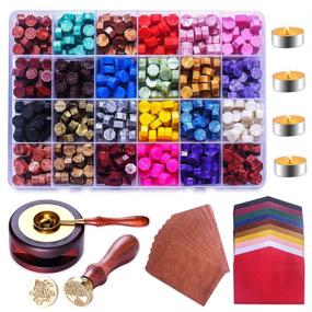 img 4 attached to 💌 Wax Seal Kit Set - Sealing Wax Beads, Lucky Goddess 629 Pcs Wax Sealing Stamp Kit with Melting Spoon, 20pcs Vintage Envelopes and 2pcs Wax Stamps, Perfect for Letter Crafts - 24 Colors