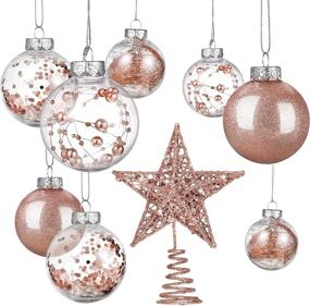 img 3 attached to 🎄 Set of 24 Shatterproof Plastic Christmas Ball Ornaments - 2.36 Inch Tree Balls with Christmas Tree Star for Festive Home Decor, Weddings, and Holiday Parties - Rose Gold