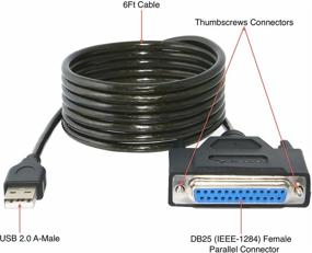 img 3 attached to 🖨️ Sabrent USB 2.0 to DB25 IEEE-1284 Parallel Printer Cable Adapter with THUMBSCREWS Connectors