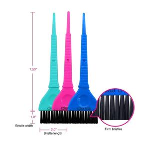 img 2 attached to 🖌️ Colortrak Wide 3 Piece Hair Color Brush Set, Professional Hair Dye Applicator, Tint, and Bleach Brush, Firm Bristles for Precise and Smooth Application, Reusable and Washable, Assorted Colors, 3 Brushes Per Pack