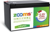 🔋 zooms 12.8v 12ah lifepo4 deep cycle battery: 10-year lifetime, 12a bms, 4000-8000 cycles – ideal for kids scooters, fish finders, trolling motors, and more logo
